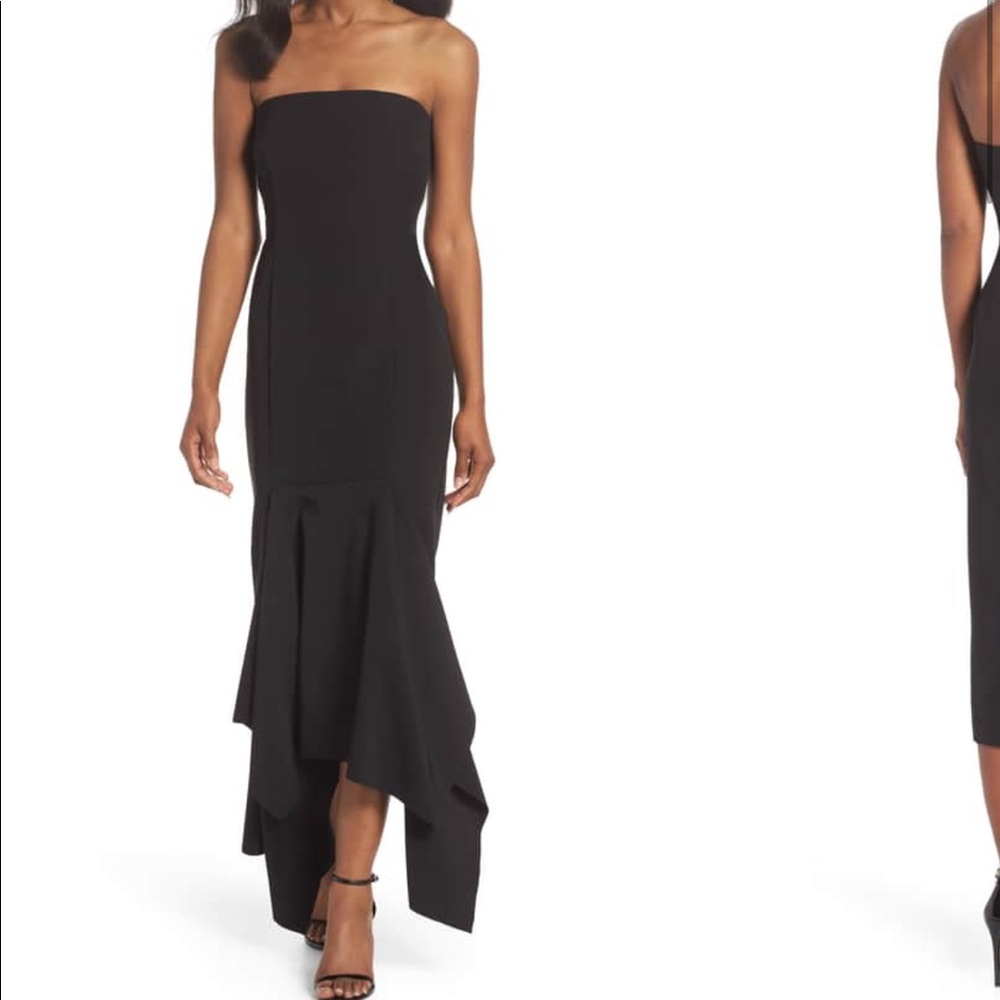 VINCE CAMUTO Black Strapless Midi Dress